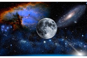 Фототапет магнетичен пейзаж космос с планета и сияние